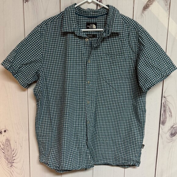 The North Face Men’s Gingham Button-Down Shirt Blue/Green – XL - Picture 1 of 11